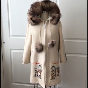 Vintage Inuit Wool Parka Fur Trim 